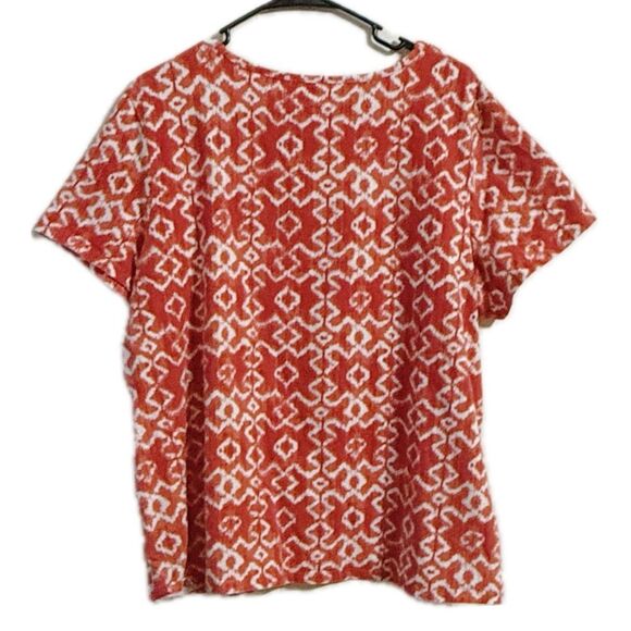Charter Club Red and White Geometric Blouse - Picture 3 of 4